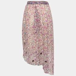Zadig & Voltaire Multicolor Joslin Print Chiffon High Low Midi Skirt M