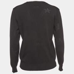 Zadig & Voltaire Black Star Patterned Tencel Knit Cardigan L