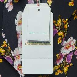 مملوكة مسبقًا Zadig & Voltaire Black Floral Print Silk Pleated Button Front Maxi Dress M