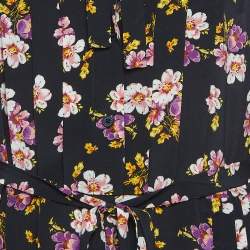 مملوكة مسبقًا Zadig & Voltaire Black Floral Print Silk Pleated Button Front Maxi Dress M