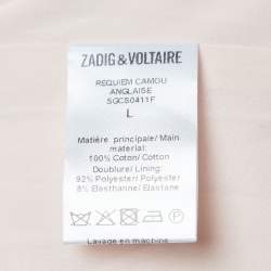 Pre Owned Zadig & Voltaire Pink/Yellow Eyelet Cotton Requim Camo Dress L