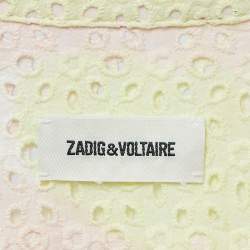 Pre Owned Zadig & Voltaire Pink/Yellow Eyelet Cotton Requim Camo Dress L