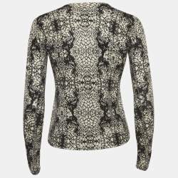 Pre Owned Zadig & Voltaire Black/White Abstract Print Cashmere Buttoned Cardigan S