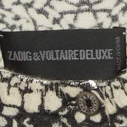 Pre Owned Zadig & Voltaire Black/White Abstract Print Cashmere Buttoned Cardigan S