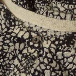 Pre Owned Zadig & Voltaire Black/White Abstract Print Cashmere Buttoned Cardigan S