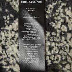 Pre Owned Zadig & Voltaire Black/White Abstract Print Cashmere Buttoned Cardigan S