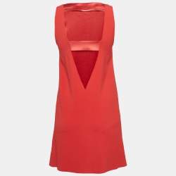 Pre Owned Zadig & Voltaire Red Crepe Cut-Out Detail Sleeveless Mini Raff Dress XS