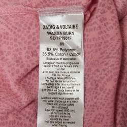 Zadig & Voltaire Pink Wassa Burn Knit V-Neck T-Shirt M