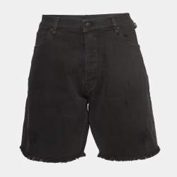 Zadig & Voltaire Black Distressed Denim Raw Edge Detail Shorts L Waist 34"