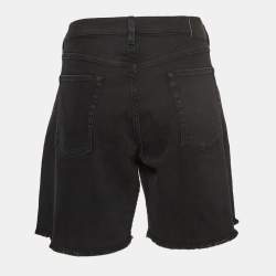 Zadig & Voltaire Black Distressed Denim Raw Edge Detail Shorts L Waist 34"