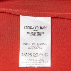Pre Owned Zadig & Voltaire Red Silk Pleated Shirt Blouse L