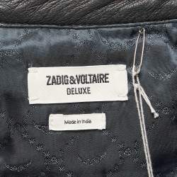 Zadig & Voltaire Black Leather Fringed Mini Skirt M