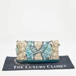 Zadig & Voltaire Multicolor Python Embossed Leather Rock Foldover Chain Clutch 
