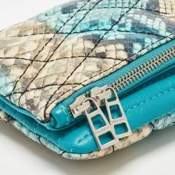 Zadig & Voltaire Multicolor Python Embossed Leather Rock Foldover Chain Clutch 