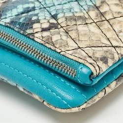 Zadig & Voltaire Multicolor Python Embossed Leather Rock Foldover Chain Clutch 