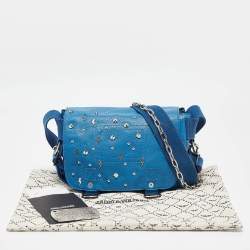 Zadig & Voltaire Blue Studded Leather Flap Crossbody Bag