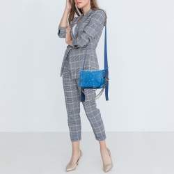 Zadig & Voltaire Blue Studded Leather Flap Crossbody Bag