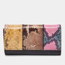 Zadig & Voltaire Multicolor Python Embossed and Leather Flap Continental Wallet