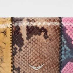 Zadig & Voltaire Multicolor Python Embossed and Leather Flap Continental Wallet