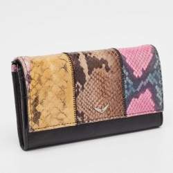 Zadig & Voltaire Multicolor Python Embossed and Leather Flap Continental Wallet