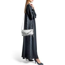Zadig & Voltaire Silver/Black Leather Circus Star Rock Foldover Clutch Bag