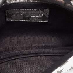 Zadig & Voltaire Silver/Black Leather Circus Star Rock Foldover Clutch Bag