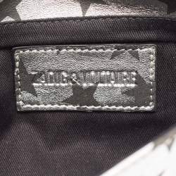 Zadig & Voltaire Silver/Black Leather Circus Star Rock Foldover Clutch Bag