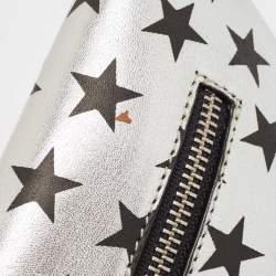 Zadig & Voltaire Silver/Black Leather Circus Star Rock Foldover Clutch Bag