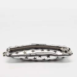 Zadig & Voltaire Silver/Black Leather Circus Star Rock Foldover Clutch Bag