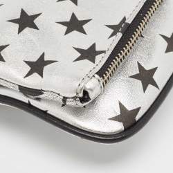 Zadig & Voltaire Silver/Black Leather Circus Star Rock Foldover Clutch Bag