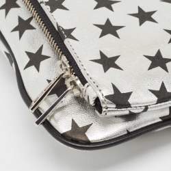 Zadig & Voltaire Silver/Black Leather Circus Star Rock Foldover Clutch Bag