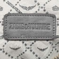 Zadig & Voltaire Grey Leather Rock Chain Link Pochette Shoulder Bag