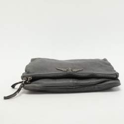Zadig & Voltaire Grey Leather Rock Chain Link Pochette Shoulder Bag