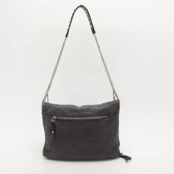 Zadig & Voltaire Grey Leather Rock Chain Link Pochette Shoulder Bag