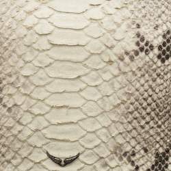 Zadig & Voltaire Grey Python Embossed Leather Rock Foldover Clutch Bag