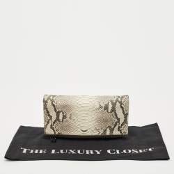 Zadig & Voltaire Grey Python Embossed Leather Rock Foldover Clutch Bag