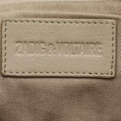 Zadig & Voltaire Grey Python Embossed Leather Rock Foldover Clutch Bag