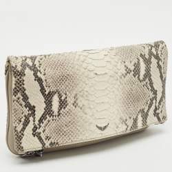 Zadig & Voltaire Grey Python Embossed Leather Rock Foldover Clutch Bag