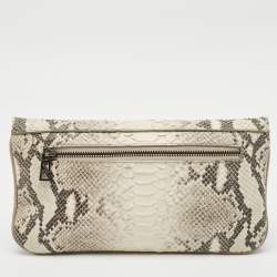 Zadig & Voltaire Grey Python Embossed Leather Rock Foldover Clutch Bag