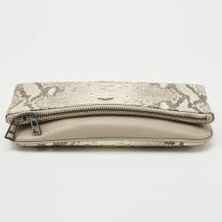 Zadig & Voltaire Grey Python Embossed Leather Rock Foldover Clutch Bag