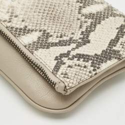 Zadig & Voltaire Grey Python Embossed Leather Rock Foldover Clutch Bag