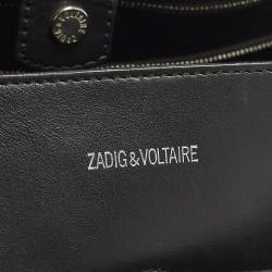 Pre Owned Zadig & Voltaire Candide Embellished Medium Black Leather Tote