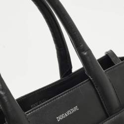 Pre Owned Zadig & Voltaire Candide Embellished Medium Black Leather Tote