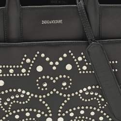 Pre Owned Zadig & Voltaire Candide Embellished Medium Black Leather Tote