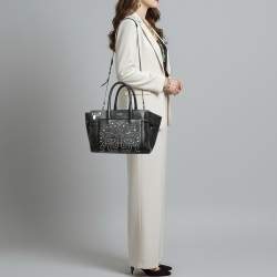 Pre Owned Zadig & Voltaire Candide Embellished Medium Black Leather Tote