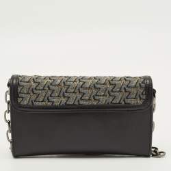 Pre Owned Zadig & Voltaire Le City Black Printed Fabric and Leather Wallet On Chain