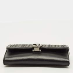 Pre Owned Zadig & Voltaire Le City Black Printed Fabric and Leather Wallet On Chain