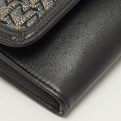 Pre Owned Zadig & Voltaire Le City Black Printed Fabric and Leather Wallet On Chain