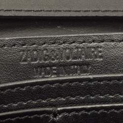 Pre Owned Zadig & Voltaire Le City Black Printed Fabric and Leather Wallet On Chain