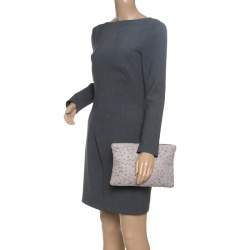 Zadig and Voltaire Grey Printed Leather Clutch